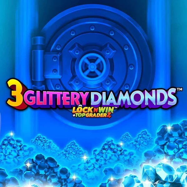 Official Slots logo: 3 Glittery Diamonds by PearFiction Studios at Casino Bossy